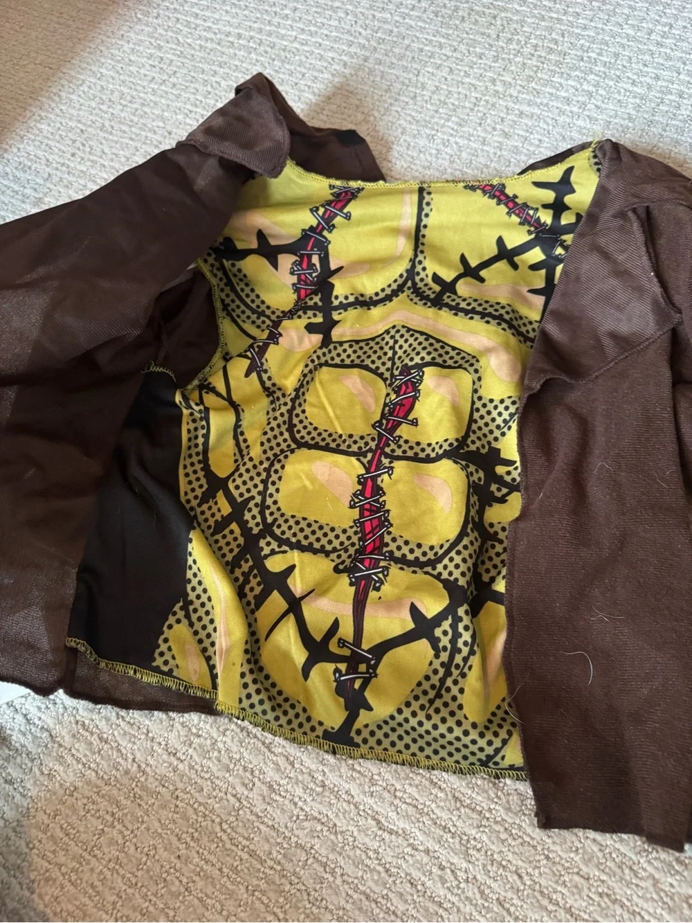 Kids medium Green Monster Costume with Brown Jacket